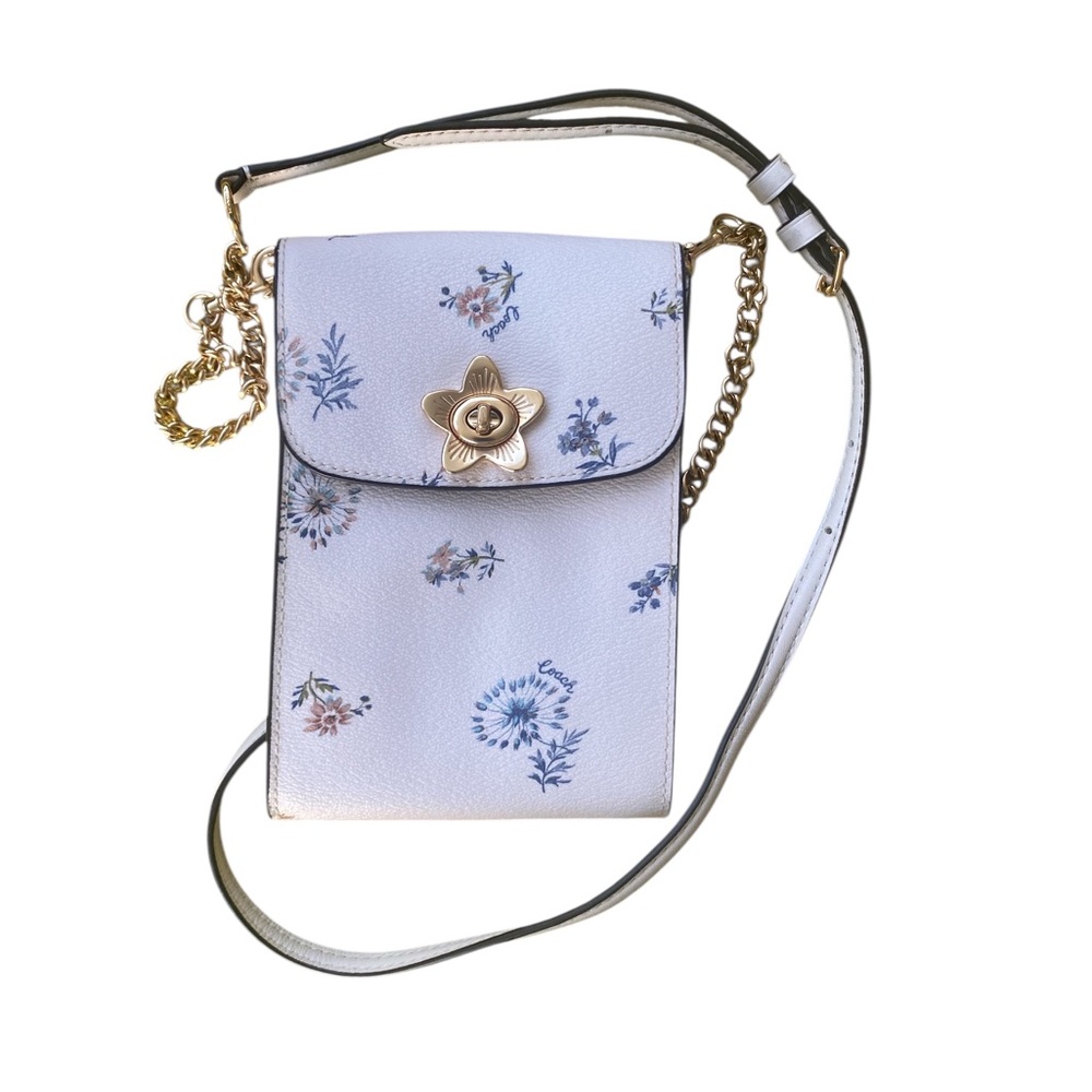 Coach White Floral Phone Crossbody Bag EUC